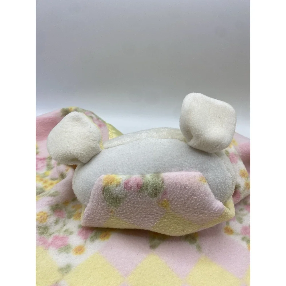 Vintage‎ Lamb Teddy Bear Lovey Satin Trim Security Blanket